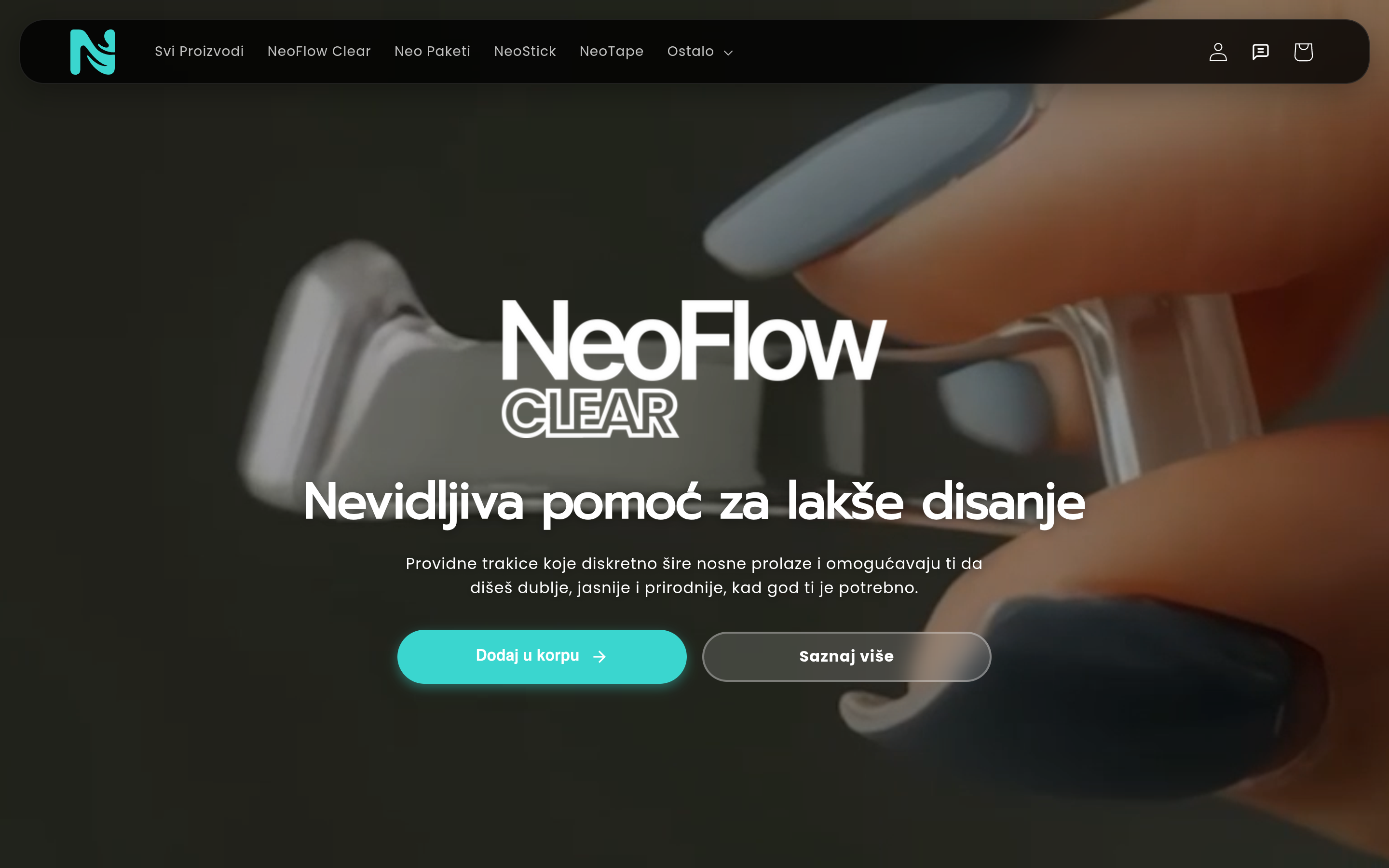 Neo homepage with breathing products and pack merchandising